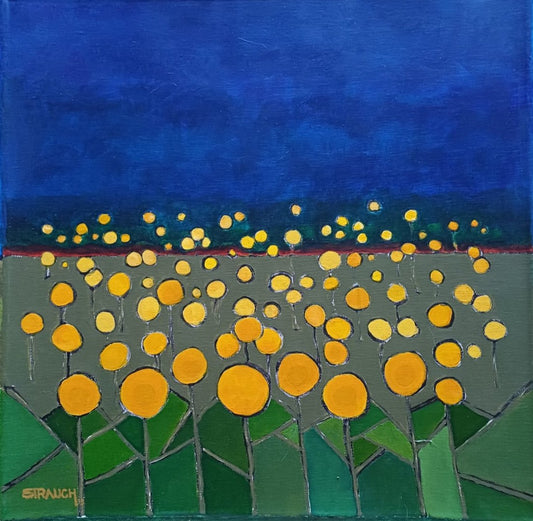 Campo de girasoles pintura por Eduardo Strauch